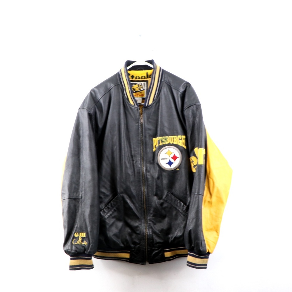 Vtg Pittsburgh Steelers Leather Varsity Jacket